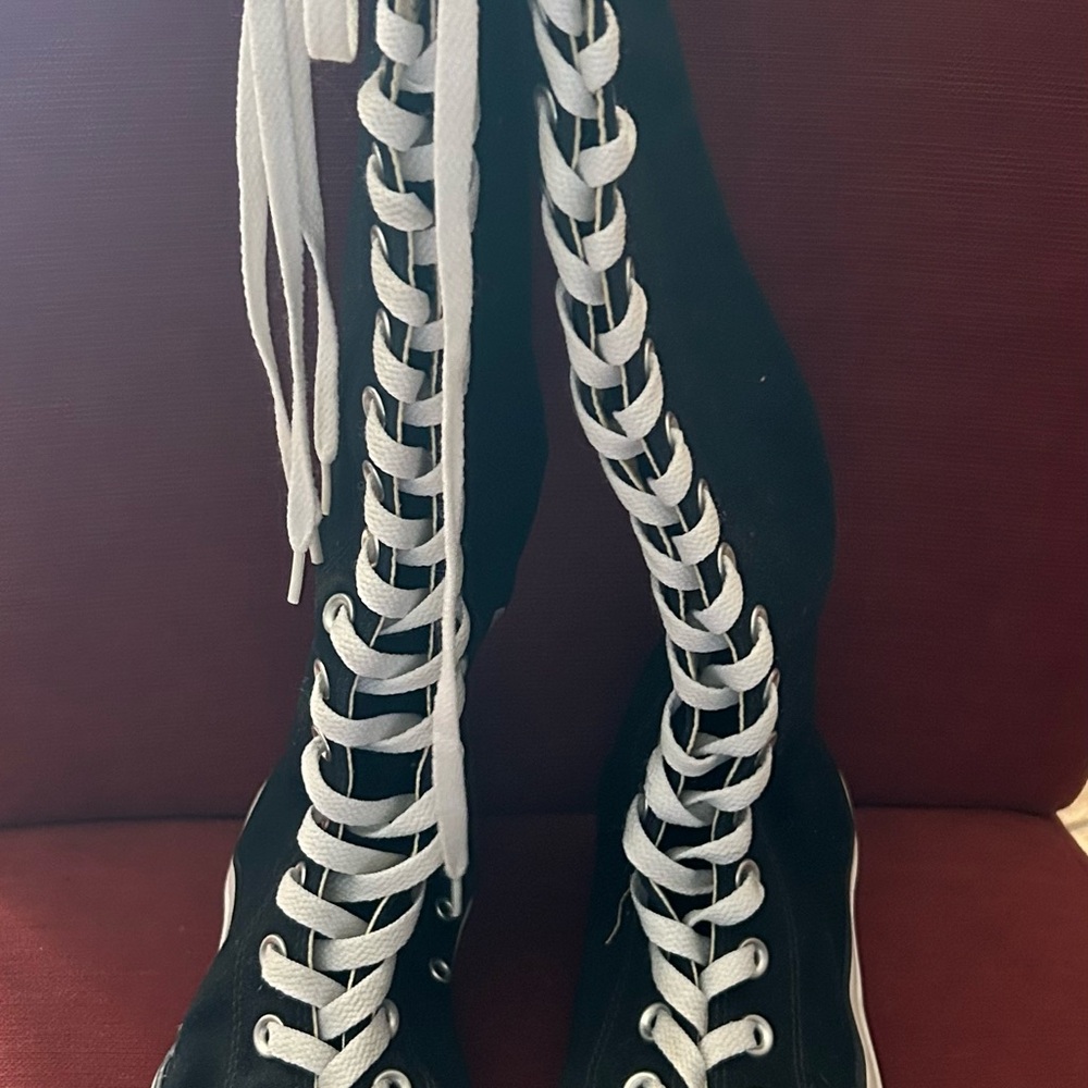 Converse AllStar XXHi Black Knee-High Shoes with Zippered Back